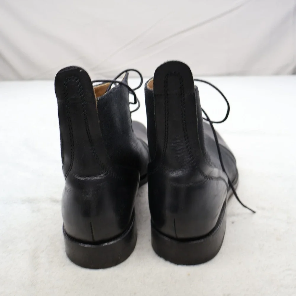 Grenson Mens 11 Boots Black Dress Shoes Leather Cap Toe Lace Up Classic 5085 01